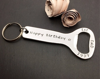 Dad birthday gift, dad keychain, bottle opener keyring, daddy keyring, daddy gift, dad gift, personalised keyring, hand stamped