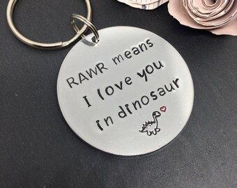 dinosaur keyring, Valentine’s Day gift, personalised keyring, dinosaur gift, boyfriend gift, girlfriend gift, personalised gift