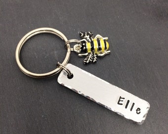 Bee keyring, bee lover gift, teacher gift, bee gift, Christmas gift, name keyring, bumble bee keyring, gift for mum, girlfriend gift