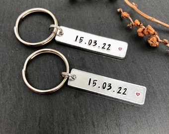 Porte-clés pour couple, cadeau Saint-Valentin, porte-clés date spéciale, cadeau de mariage, cadeau d'anniversaire, relation, femme, anniversaire, cadeau de Noël