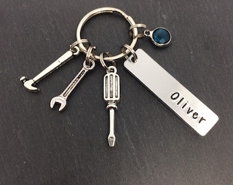 DIY gift, gift for dad, mechanic gift, Fathers Day gift, tool keyring, Birthday gift, workman gift, Engineer gift, personalised gift