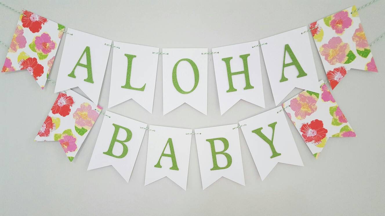 Tropical Aloha Baby Banner Tropical Baby Shower Decorations Etsy