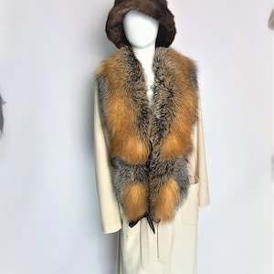 Large gold cross fox fur collar, winter fur collar, yellow fox collar, fox fur, woman collar, fox fur scarf, fur scarf, fur stole, cross fox