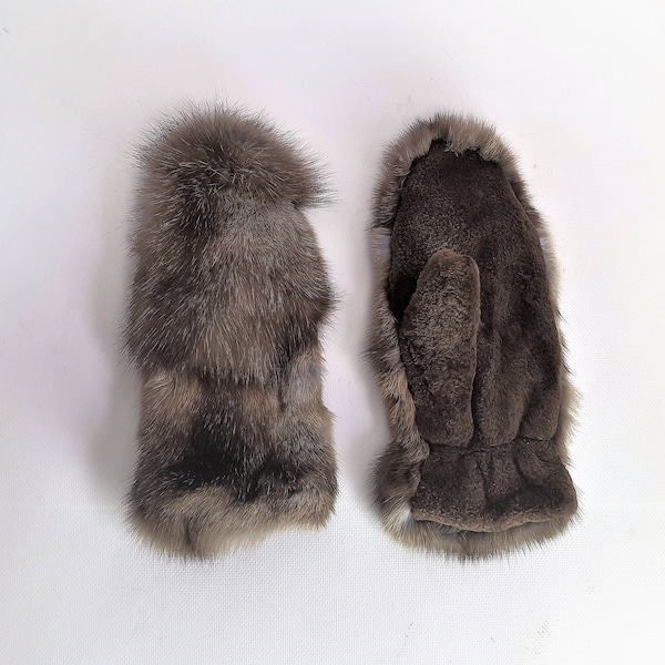 Manoplas de piel de marta auténtica de invierno hechas a mano para mujer, guantes de piel de marta, mitones de piel cálidos