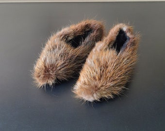 Warm house slippers made of beaver fur, Fur boots, winter boots,  ankle boots, snow boots, fur leg warmers, home slipper