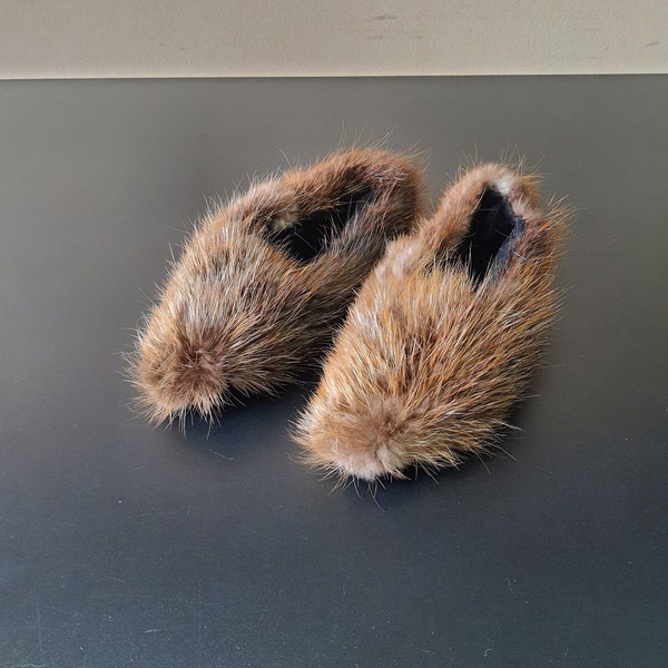 Warm house slippers made of beaver fur, Fur boots, winter boots,  ankle boots, snow boots, fur leg warmers, home slipper