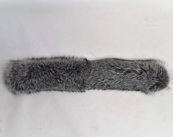 Silver fox fur trim for hood, Furry Stripe for Jacket