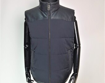 Handmade vest for mens, spring vest with leather inserts, Mens varm vest
