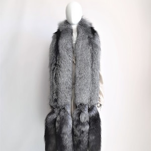 Large silver fox fur collar with tails, winter fur collar, silver fox collar, fox fur, woman collar, fox fur scarf, fur scarf, fur stole