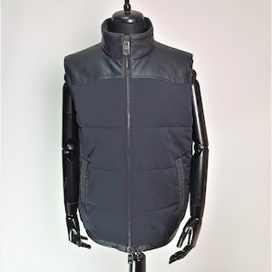 Handmade vest for mens, spring vest with leather inserts, Mens varm vest