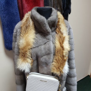 Fox fur bag strap, fur bag handle