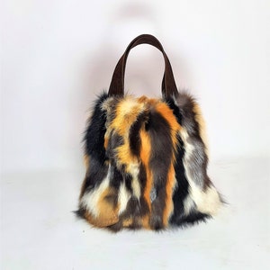 Beautiful real Crystal fox fur purse handbag / superb handbag in genuine Crystal fox 2024 fur