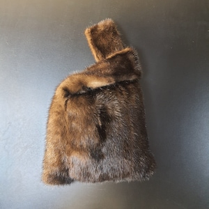 Brown mink fur handbag made of 100% real fur pelts
