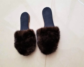 fur mule slides
