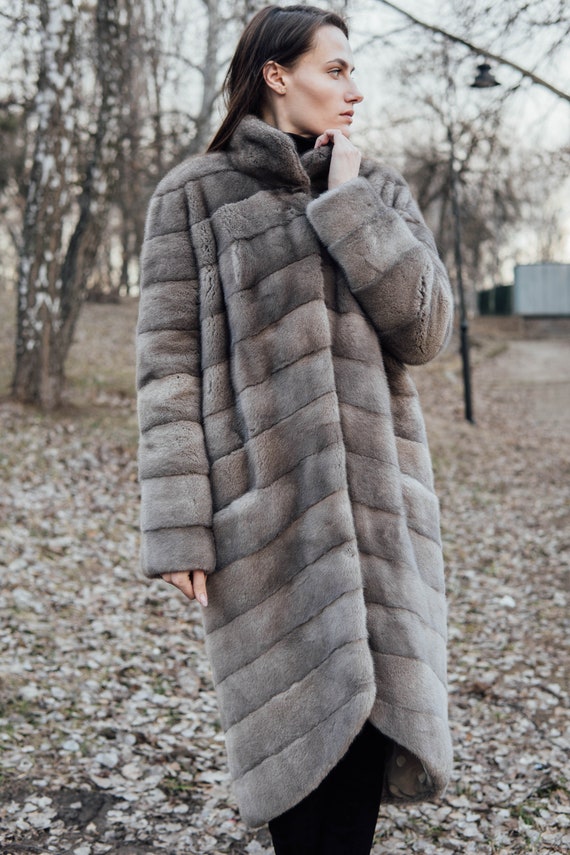 Abrigo piel de visón gris abrigo de piel piel de visón - Etsy España