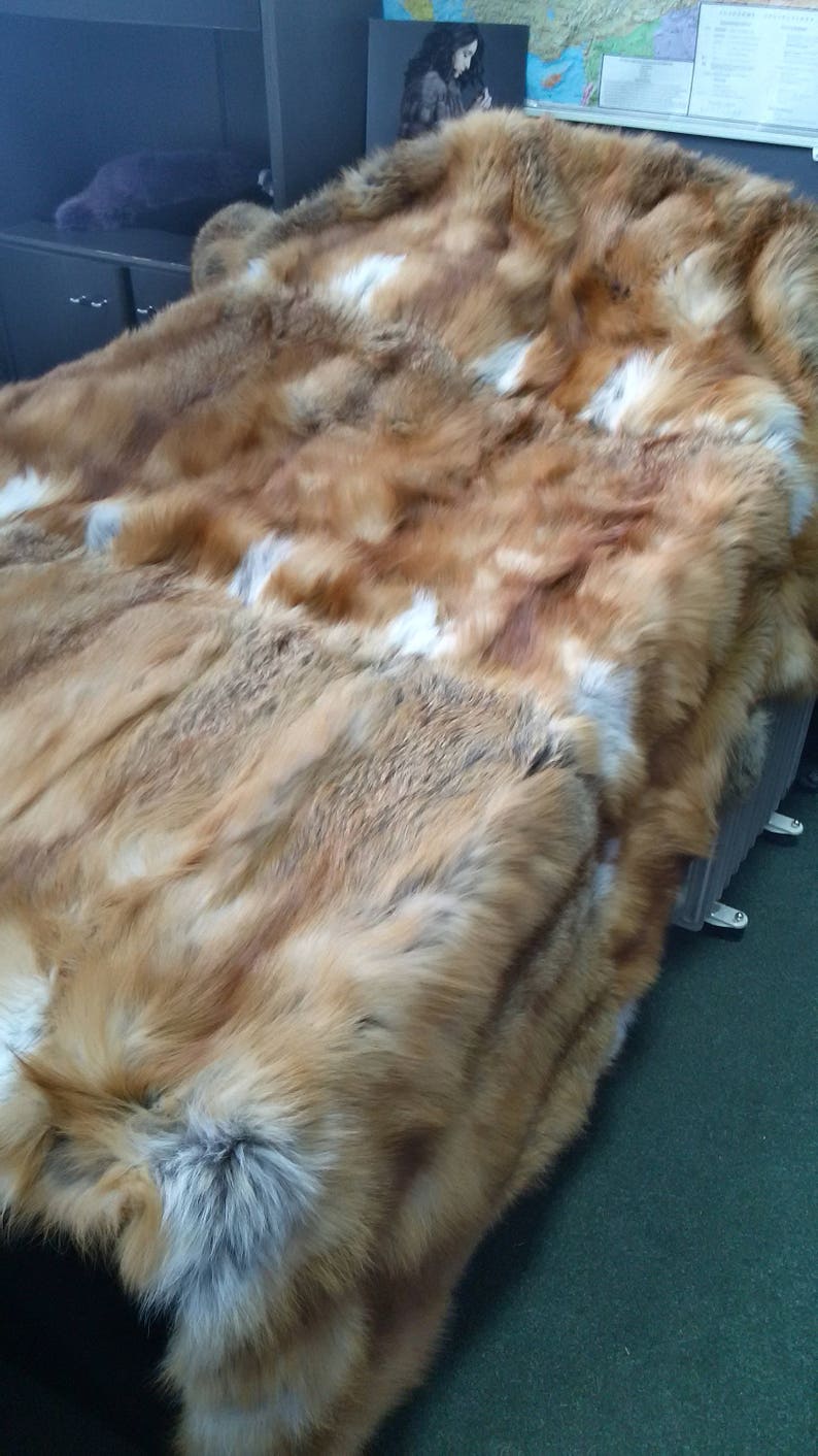 Fox Fur Blanket Real Fur Blanket Genuine Fur Blanket Real Etsy