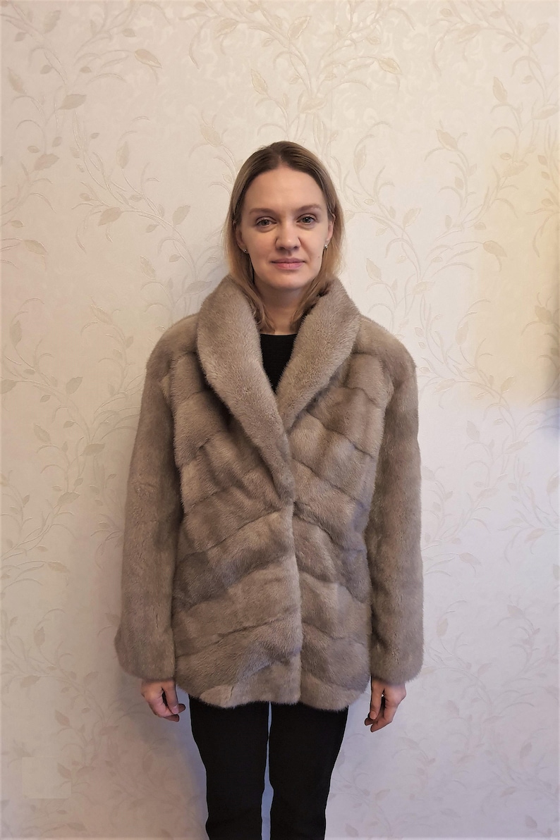 NEW Gray Mink Fur Coat Women's Short Winter Coats Luxury Etsy