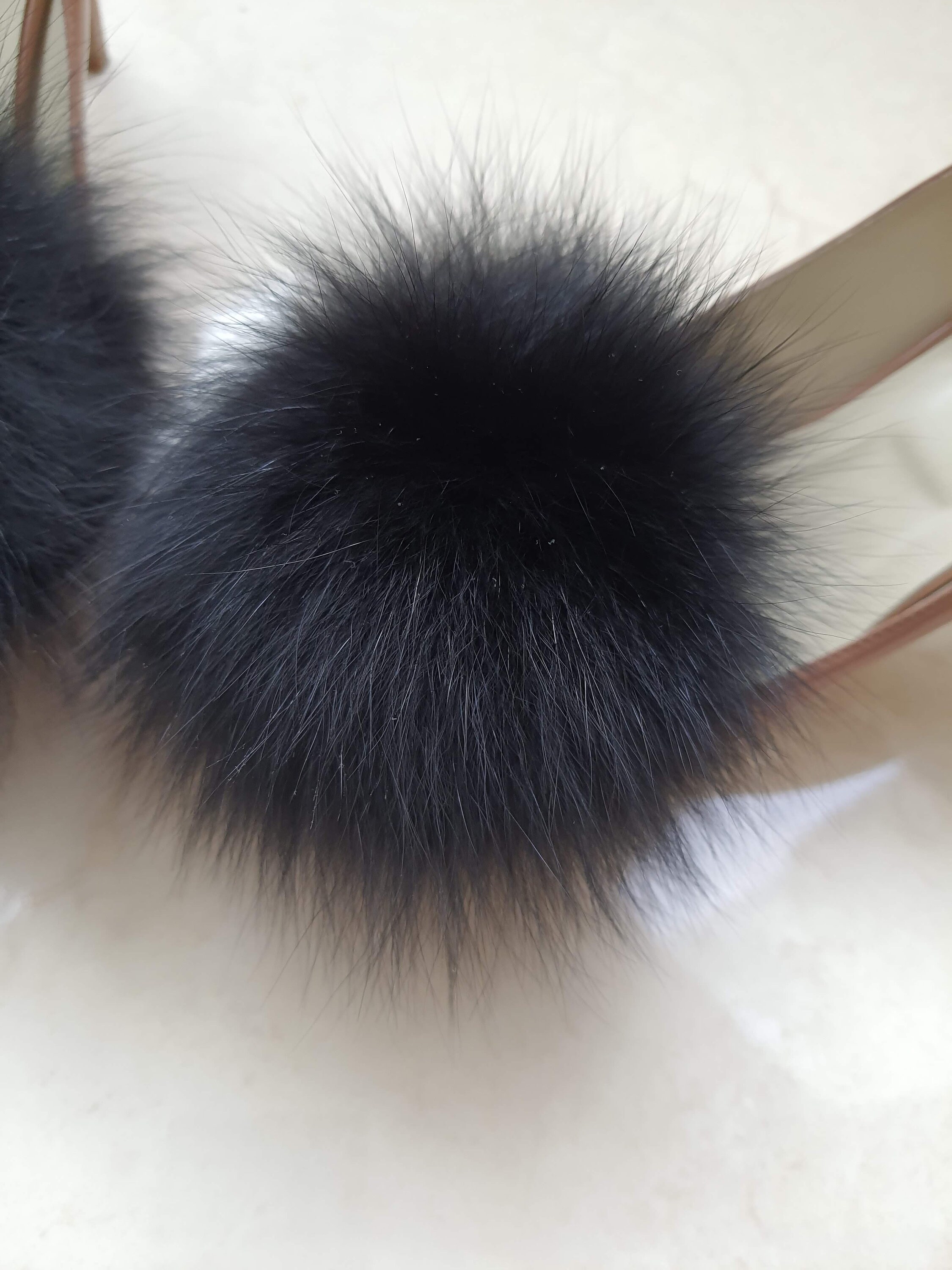Black Fur Shoe Clips Real Fur Pom Poms for Shoes Fur Shoe | Etsy