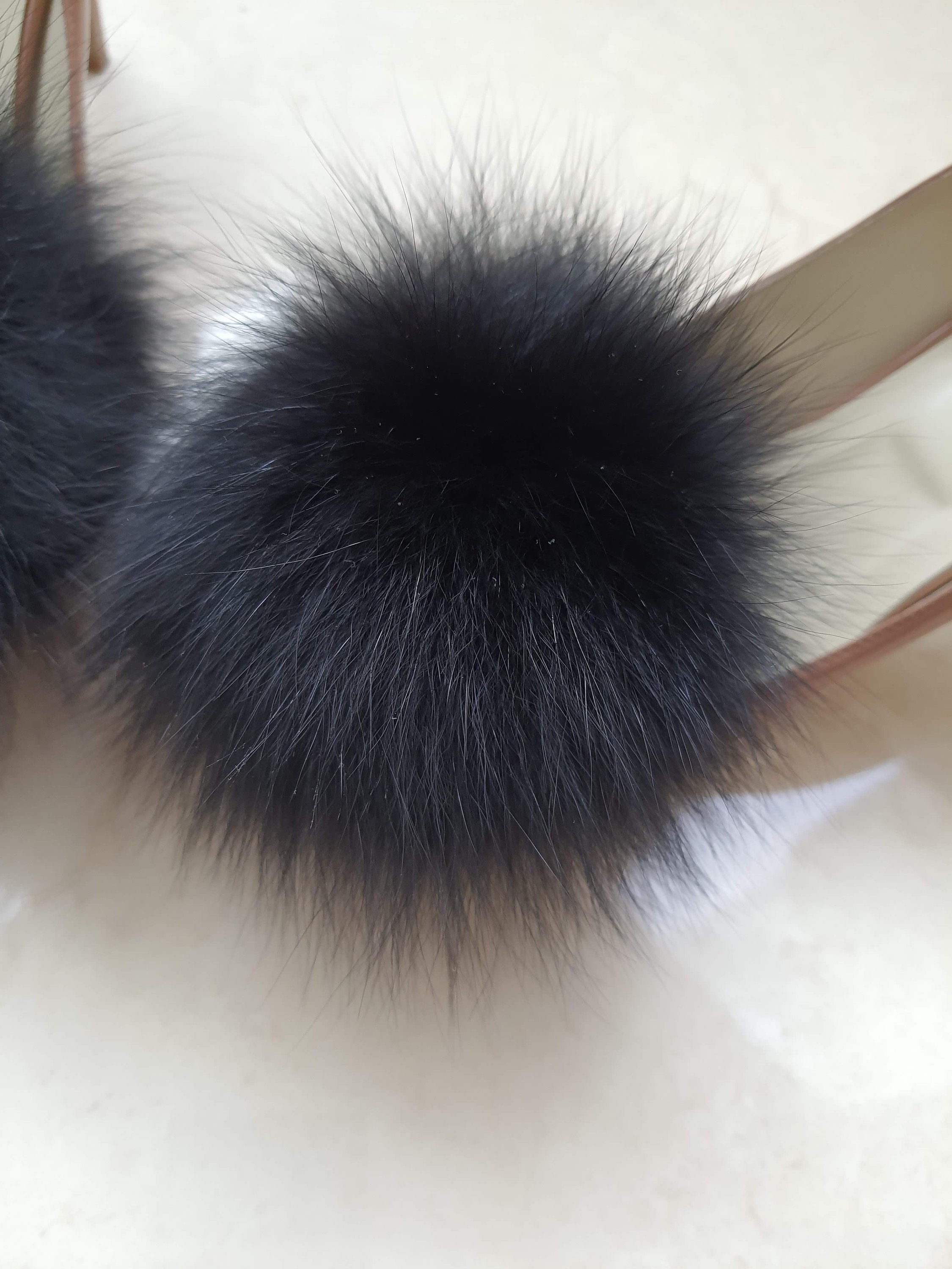 Black Fur Shoe Clips Real Fur Pom Poms for Shoes Fur Shoe Etsy