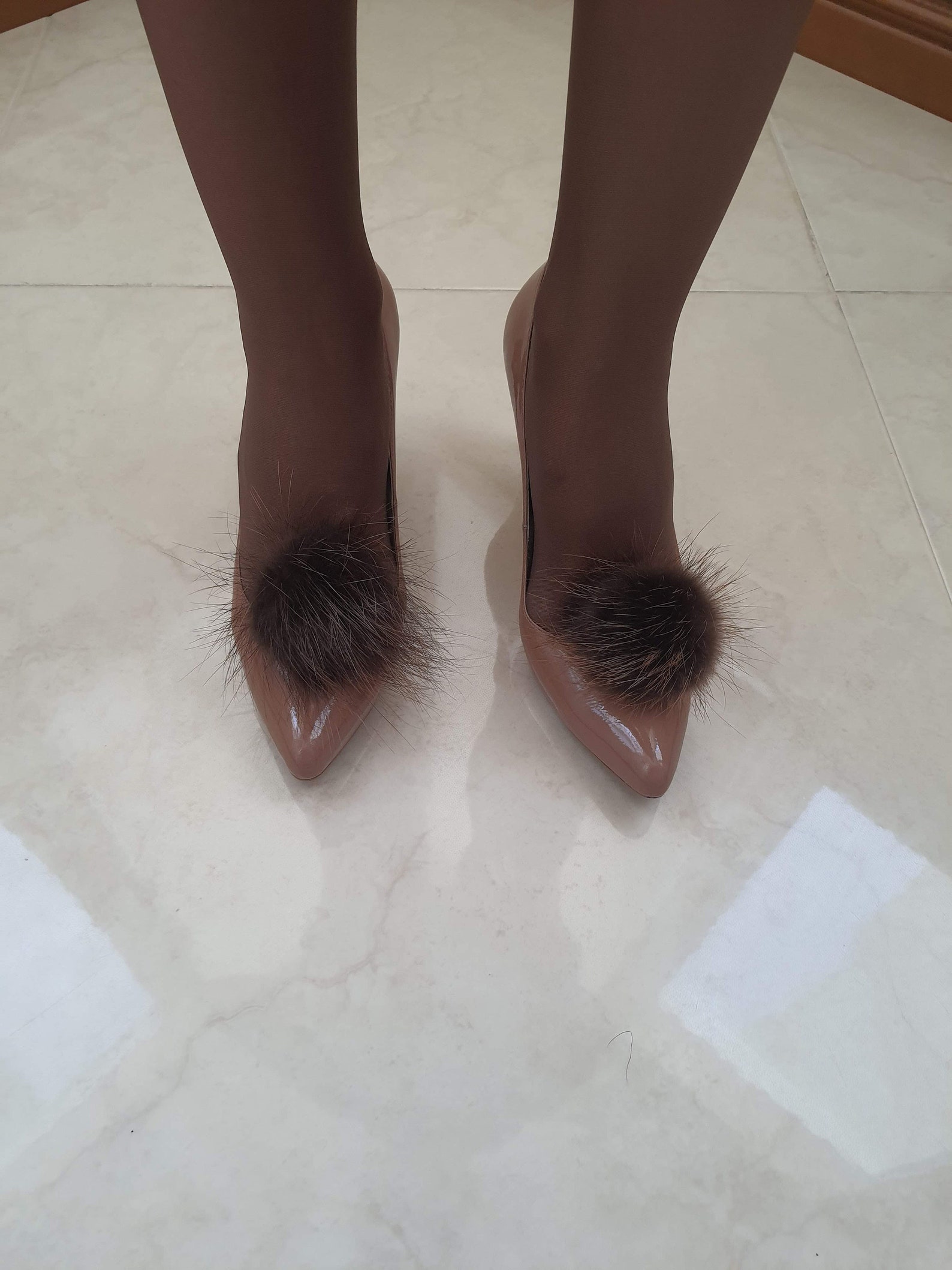 Brown Fur Shoe Clips Real Fur Pom Poms for Shoes Fur Shoe Etsy