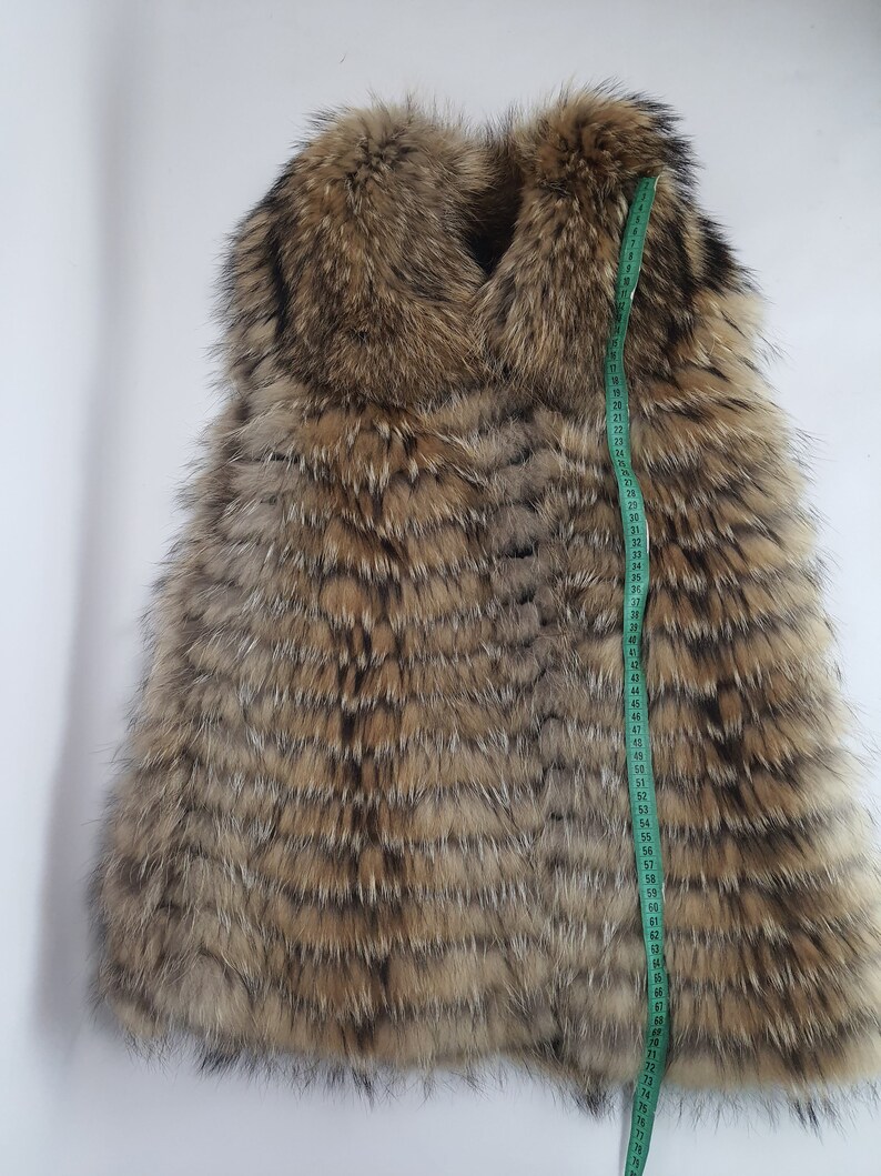 Raccoon fur vest, raccoon fur waistcoat, Fur vest for women, Luxury winter coat, raccoon fur coat, genuine raccoon fur, Real fur, Fox vest image 8
