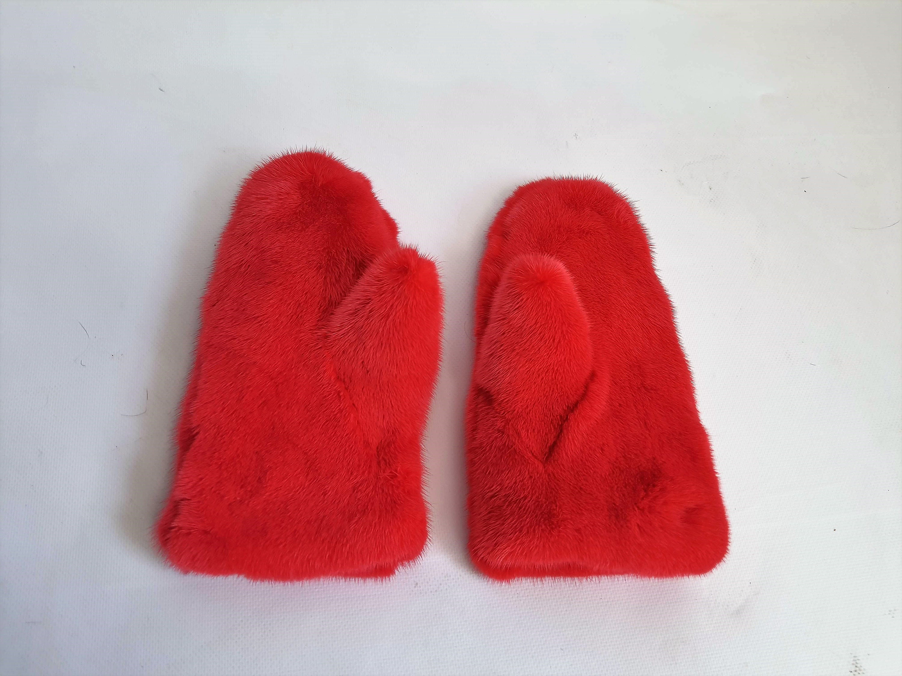 Red Mink Fur Mittens, Mittens, Mink Gloves, Gloves, Winter Mittens