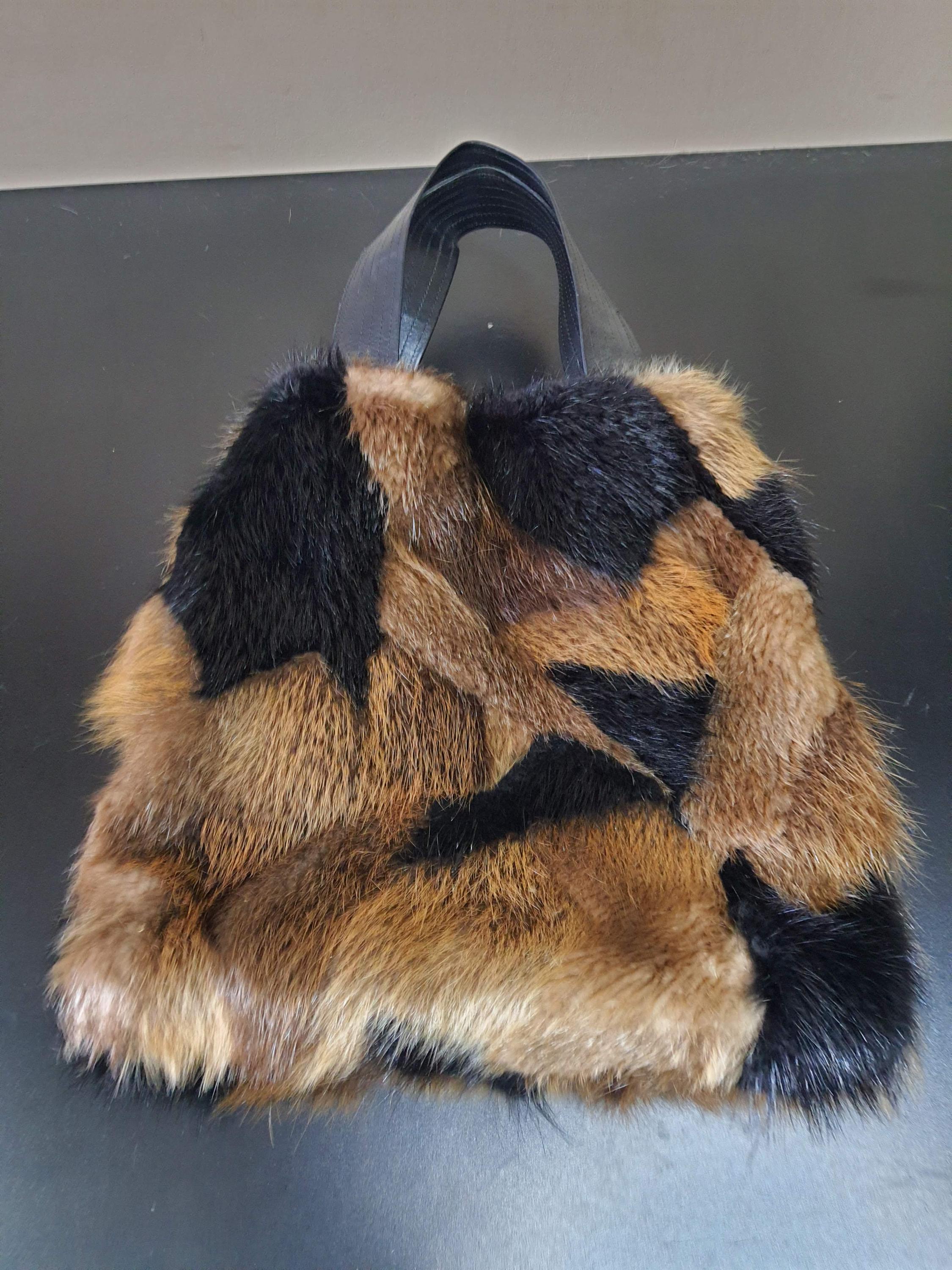 Handmade Real Beaver Fur Bag Made From Real Bever Fur With Large