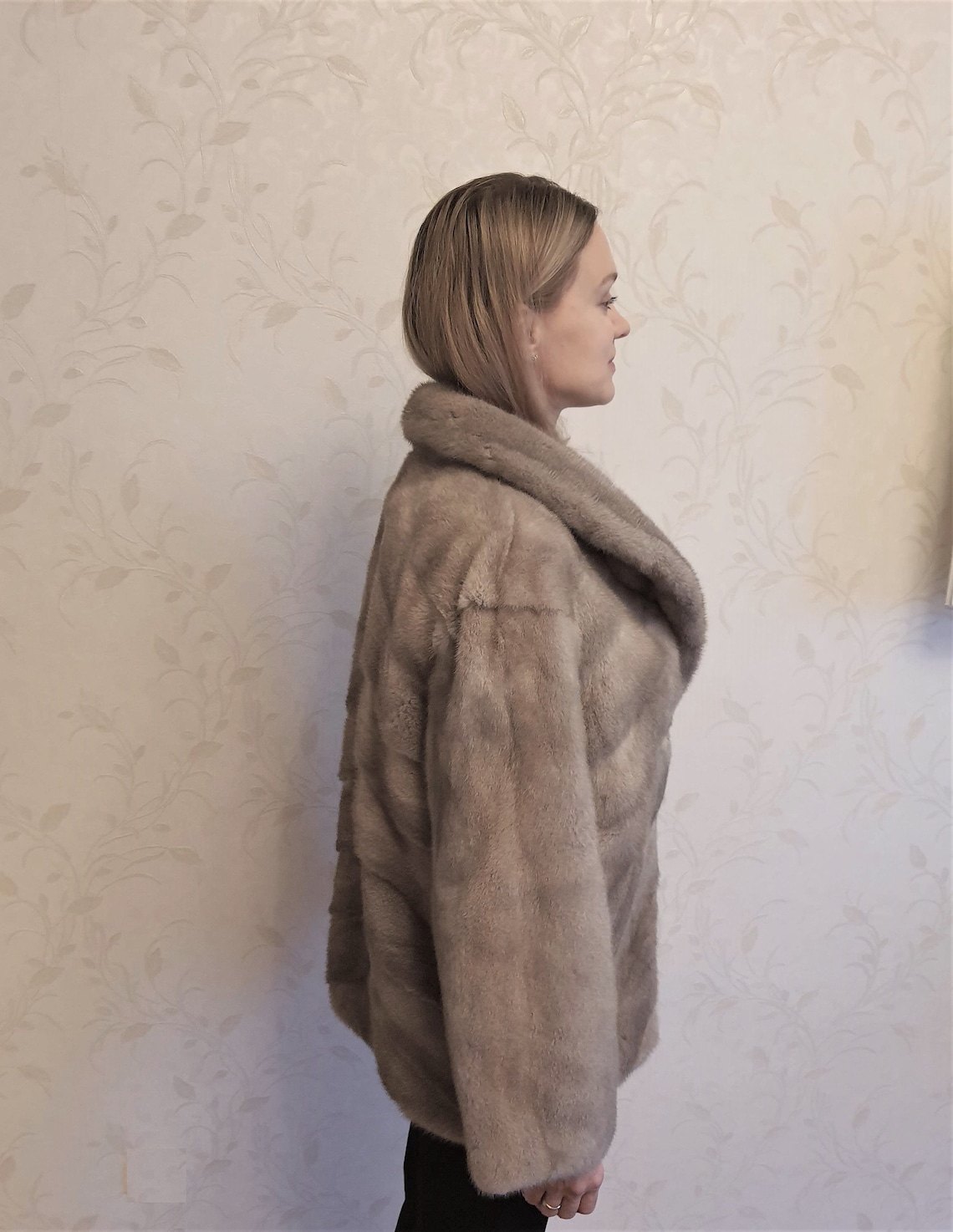 NEW Gray mink fur coat Women's Short Winter Coats Luxury Etsy