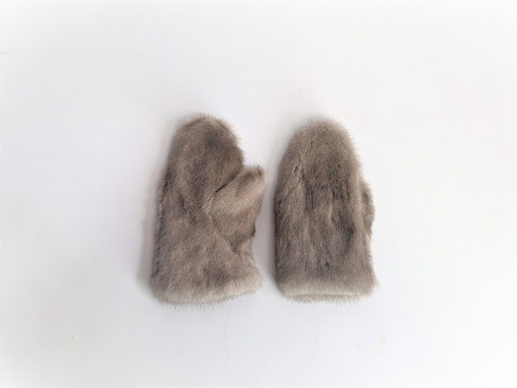 Mink Mittens in Gray Color Mittens Luxury Gift Mink Gloves
