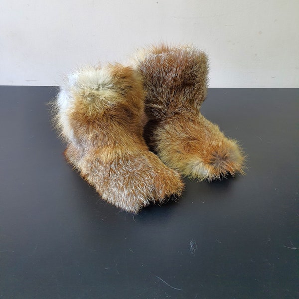 Warm house slippers made of fox fur, Fur boots, winter boots,  ankle boots, snow boots, fur leg warmers, home slipper