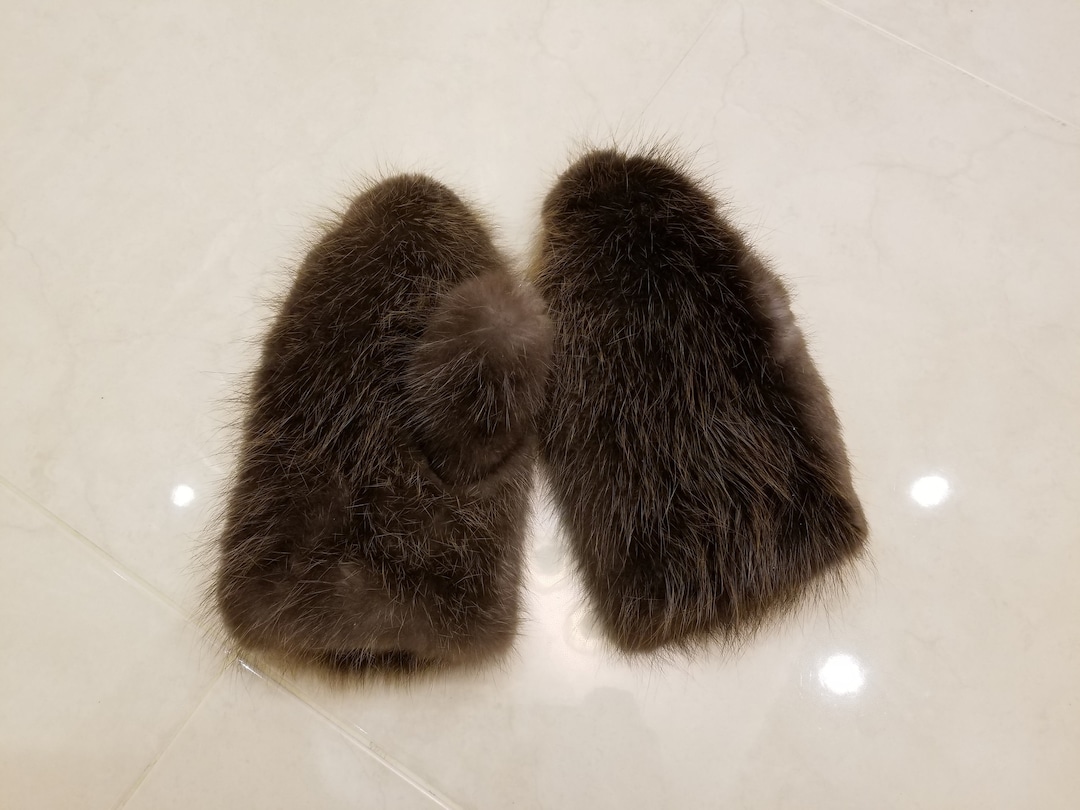 Handmade Mens Beaver Fur Mittens Made From Real Fur With Fleece Lining Etsy