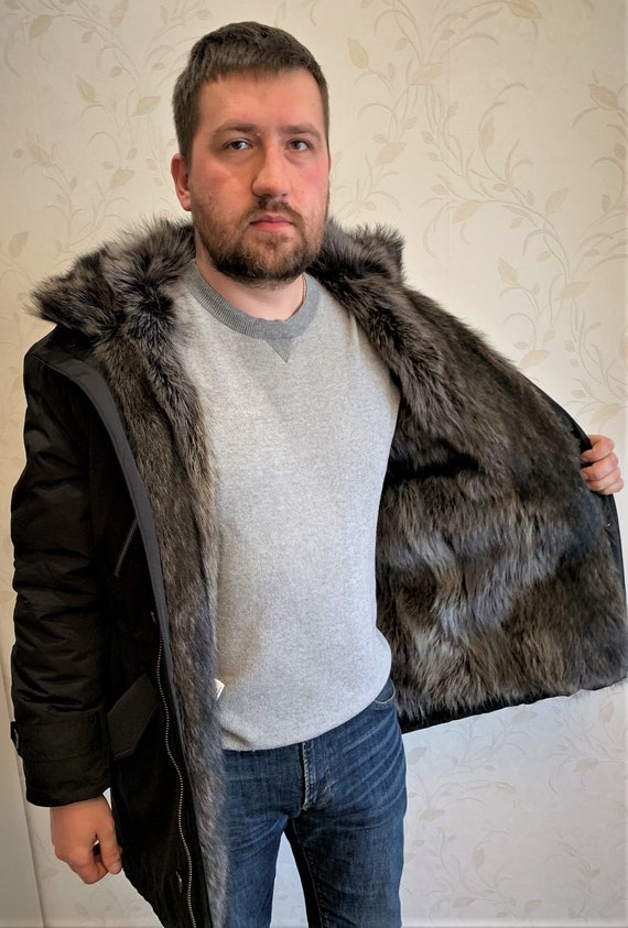 Mens Fur Parka Made From Real Raccoon 