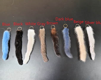 Mink keychain, Mink's tail, Tail keychain, mink tails, tails, tassel keychain, leather key fob