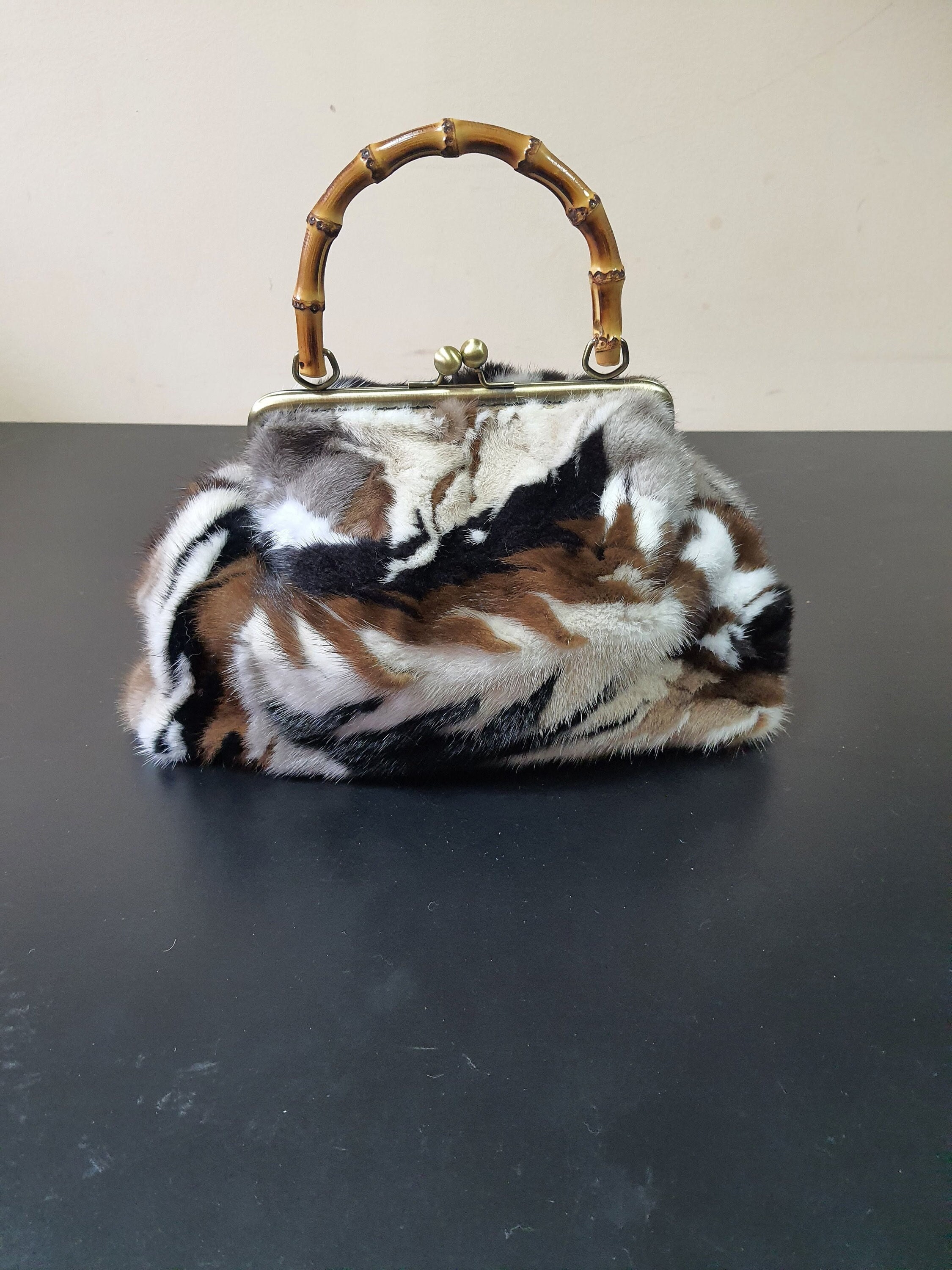 Handmade real fur bag made from real mink fur, Fur cutch, Womens fur bag