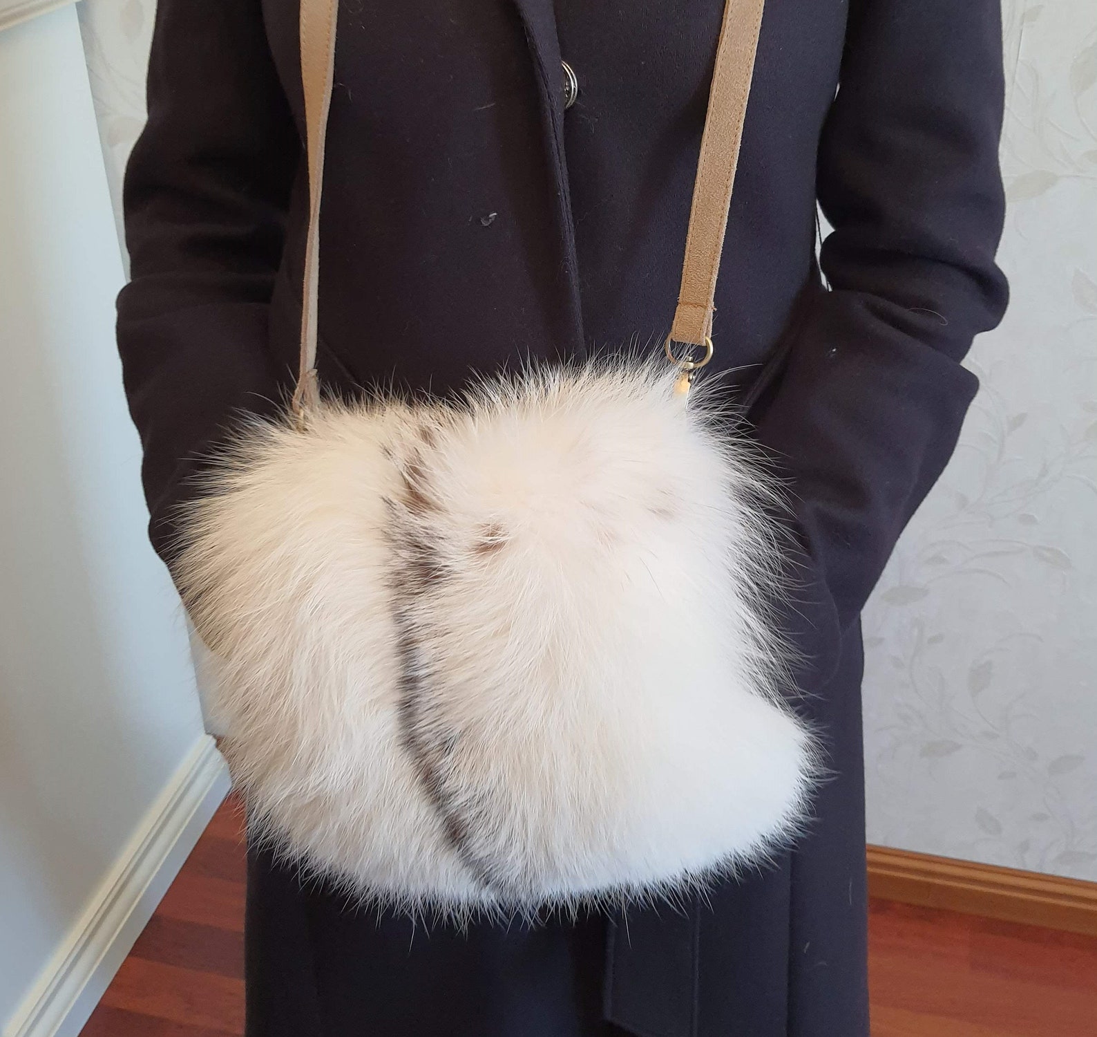 Arctic marble Fox fur muff muff fur muff real fur muff Etsy