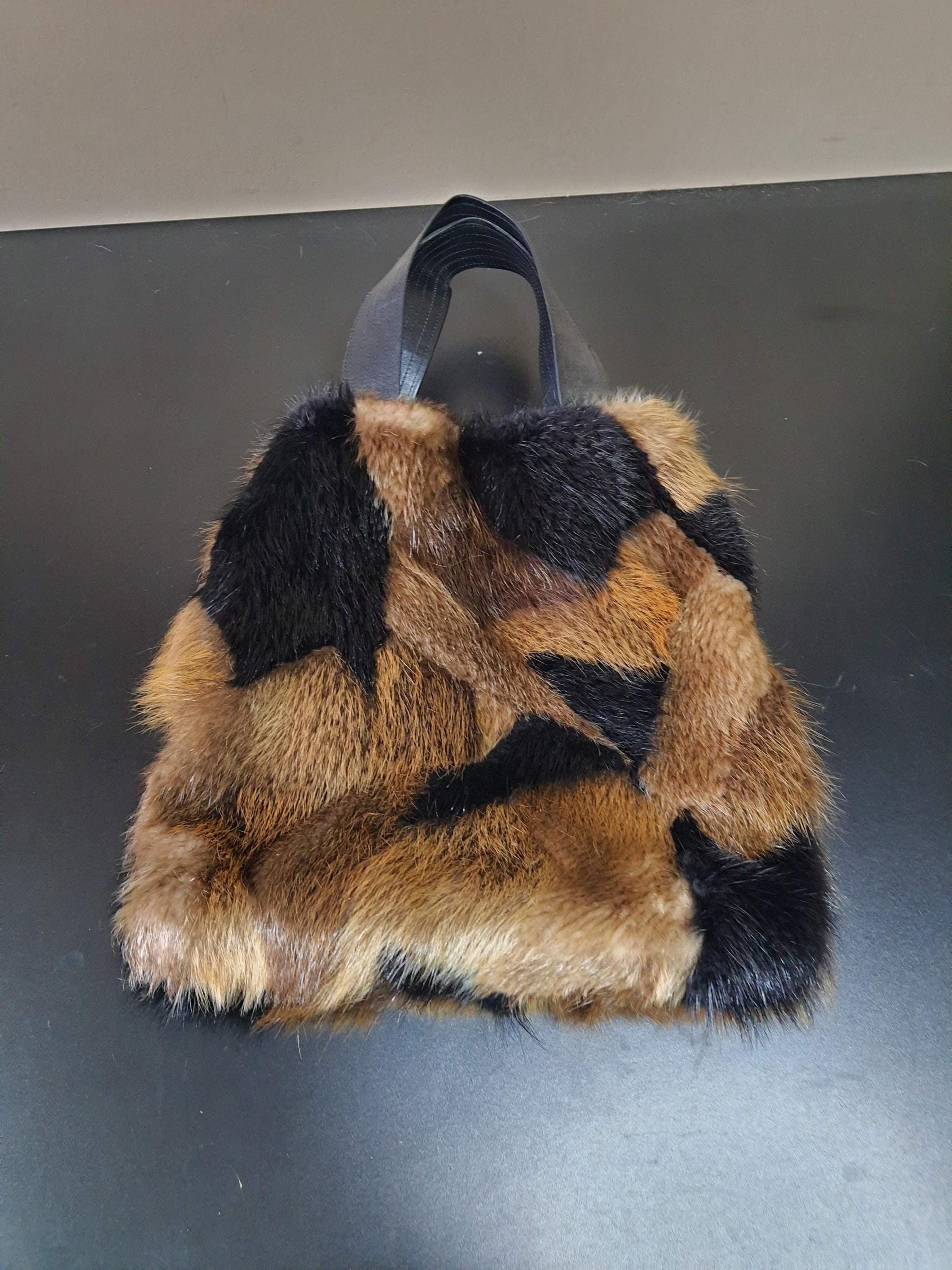 Handmade Real Beaver Fur Bag Made From Real Bever Fur With Large