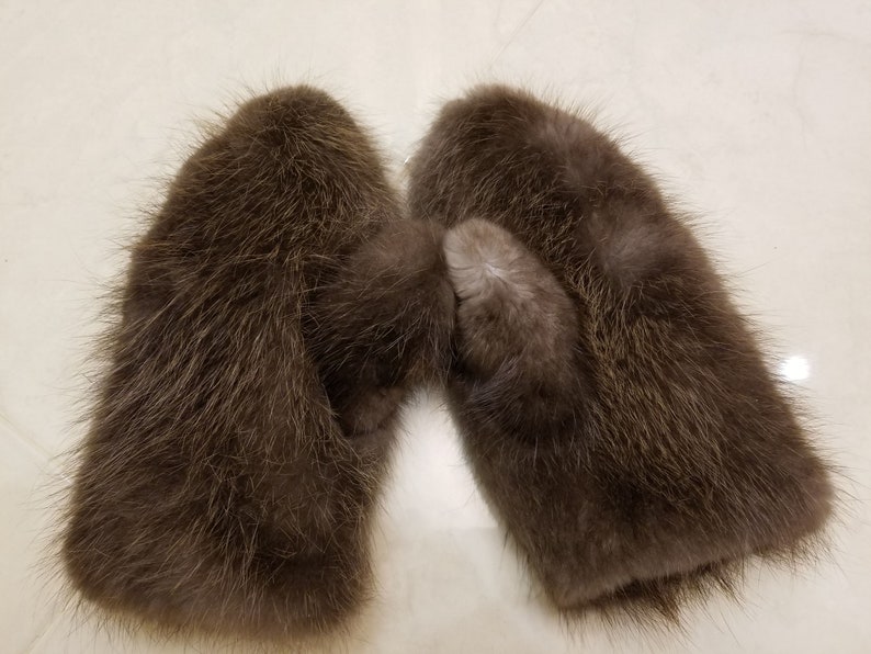 Handmade Mens Beaver Fur Mittens Made From Real Fur With Etsy