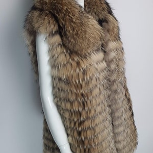 Raccoon fur vest, raccoon fur waistcoat, Fur vest for women, Luxury winter coat, raccoon fur coat, genuine raccoon fur, Real fur, Fox vest image 5