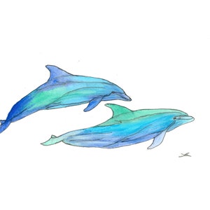 Dolphin Duo (print of dolphin water colour painting)