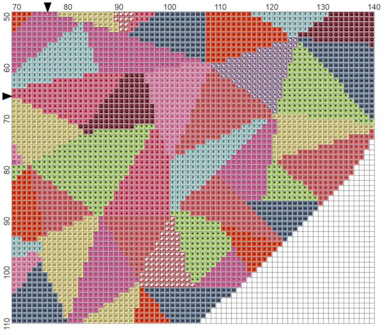 Heart pattern cross-stitch. Cross stitch heart triangle of colors ...