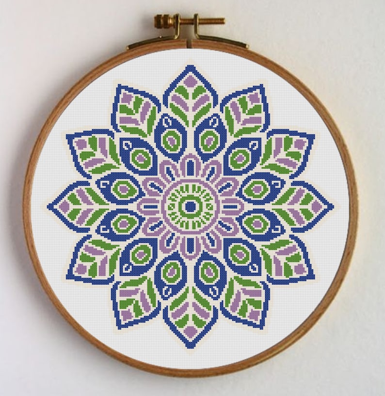Cross-stitch Mandala Pattern, Cross-stitch Mandala Flower. Cross Stitch