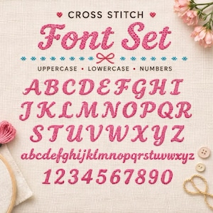 Cross Stitch Alphabet Pattern Bundle, Cross Stitch Font Set, Alphabet Letters A-Z, Uppercase, Lowercase & Numbers, PDF Pattern,Mermaid Theme