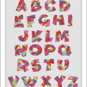 Letters cross-stitch pattern cartoon style letters. Alphabet cross-stitch pattern,nursery art cross-stitch pattern. Immediate download .pdf