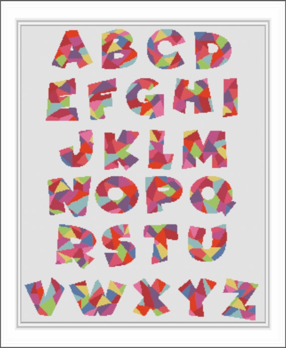Letters cross-stitch pattern cartoon style letters. Alphabet cross-stitch pattern,nursery art cross-stitch pattern. Immediate download .pdf