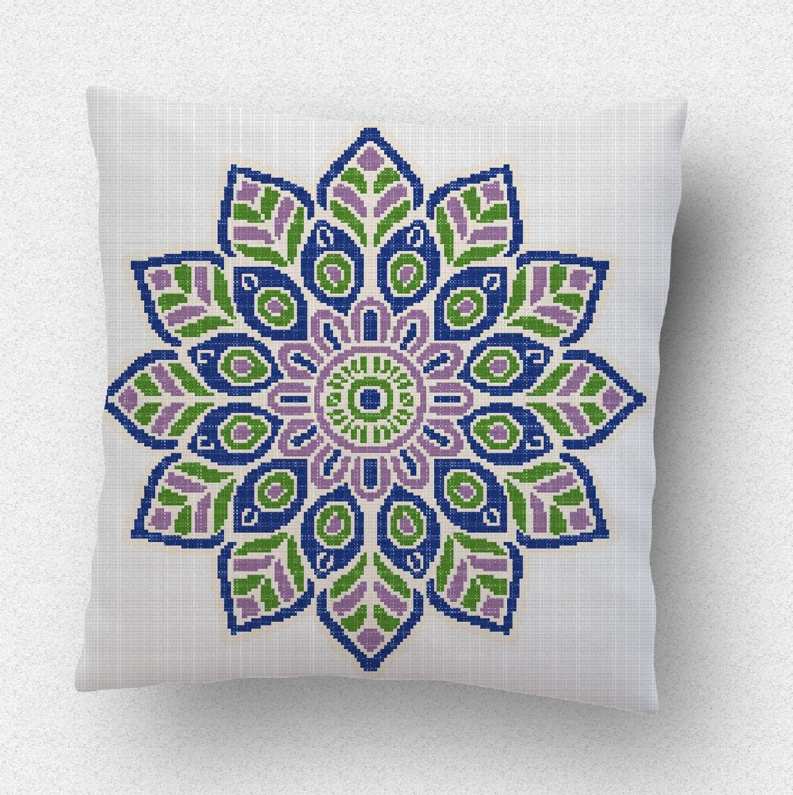 Kit Broderie Point De Croix Mandala - Toile Pré-imprimée 40x40 Cm - Avec 11 Fils Colorés - Pour Débutants Et Adultes