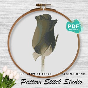 Rose flower in sepia tones cross-stitch pattern- Digital download
