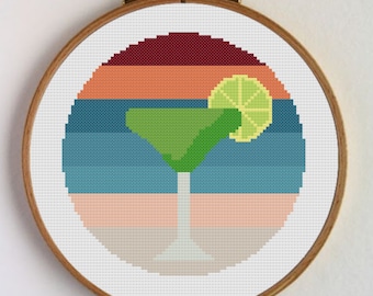 Beach cross-stitch chart margarita.Cross stitch margarita,Cross stitch beach. Easy cross stitch. Drink Margarita. Immediate download in .pdf