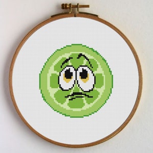 Lemon cross-stitch pattern. Funny lemon cross stitch, Lime cross stitch, fruit cross stitch pattern. Immediate download in .pdf