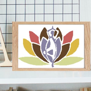 Yoga Pattern cross stitch lotus flower yoga posture cross stitch Yoga scheme. Lotus flower. Yoga cross stitch. Immediate download in .pdf