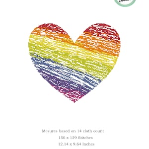 Rainbow Heart Cross Stitch Pattern Rainbow Heart. Heart pattern  cross stitch rainbow colors heart. Immediate download pdf